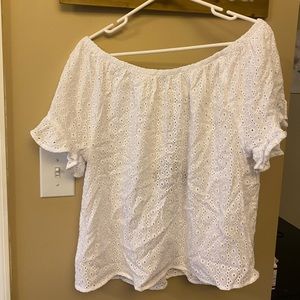 Off shoulder white lace top